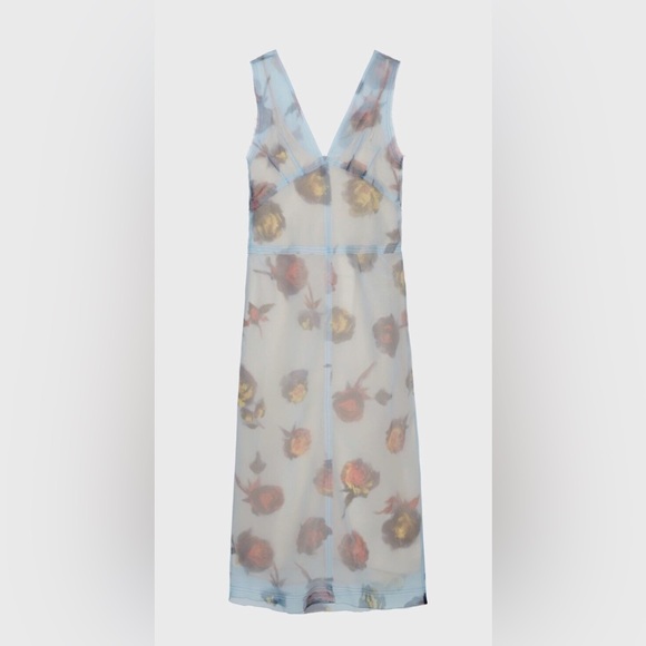 Zara Floral Sheer Dress - White and Blue - Picture 5 of 10